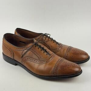 Allen Edmond Mens 14 A Brown Walnut Leather Strand Cap Toe Oxford Dress Shoes